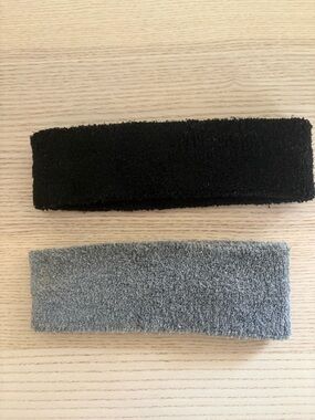 Pair of Terry Cloth Sweatbands - Black and Gray